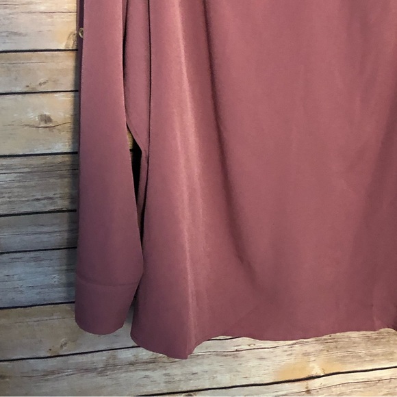 Lane Bryant V-Neck Button Tab Mauve Blouse - Picture 3 of 11
